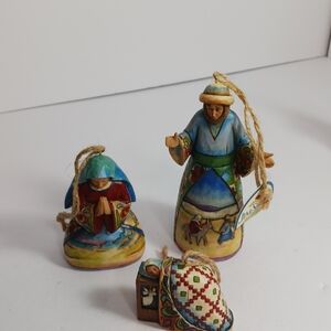 Jim Shore Heartwood Creek 3 pc. Holy Family Ornament Set 2007 Nativity Christmas